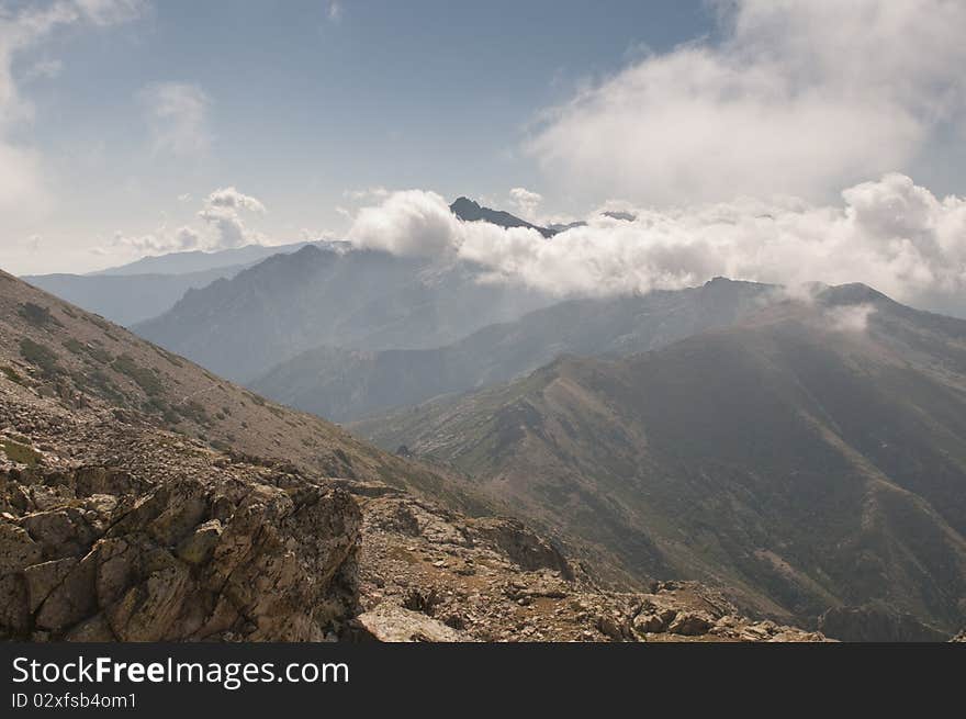 Nature around famous hiking path GR20 at Corsica.