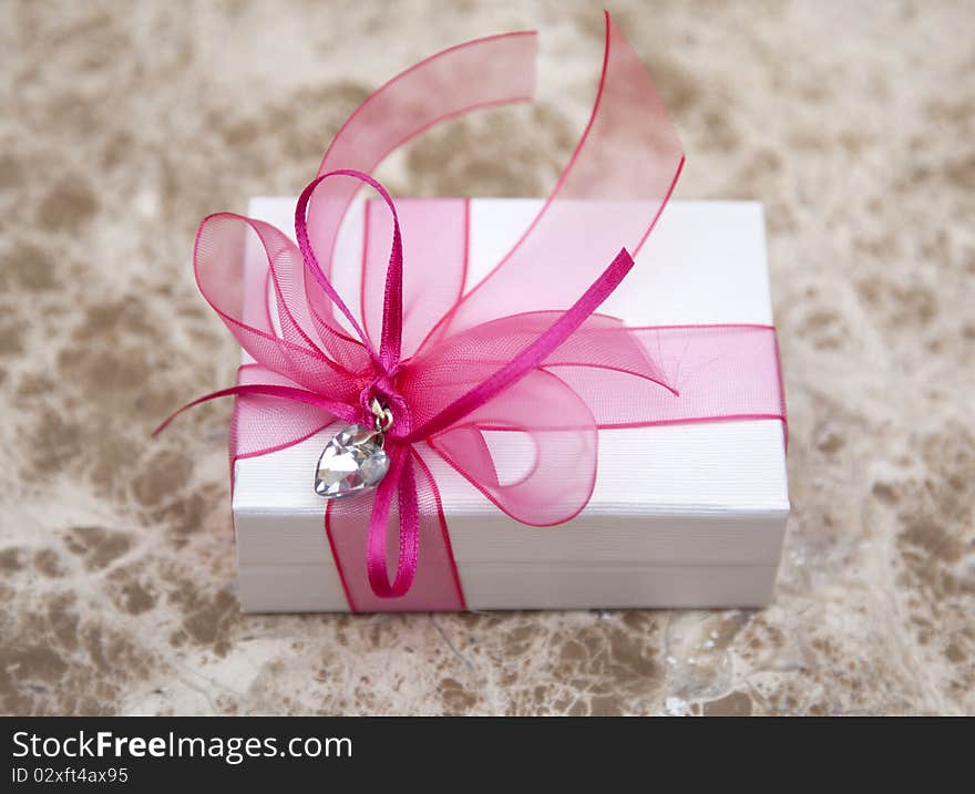 Gift box with ribbon end bow