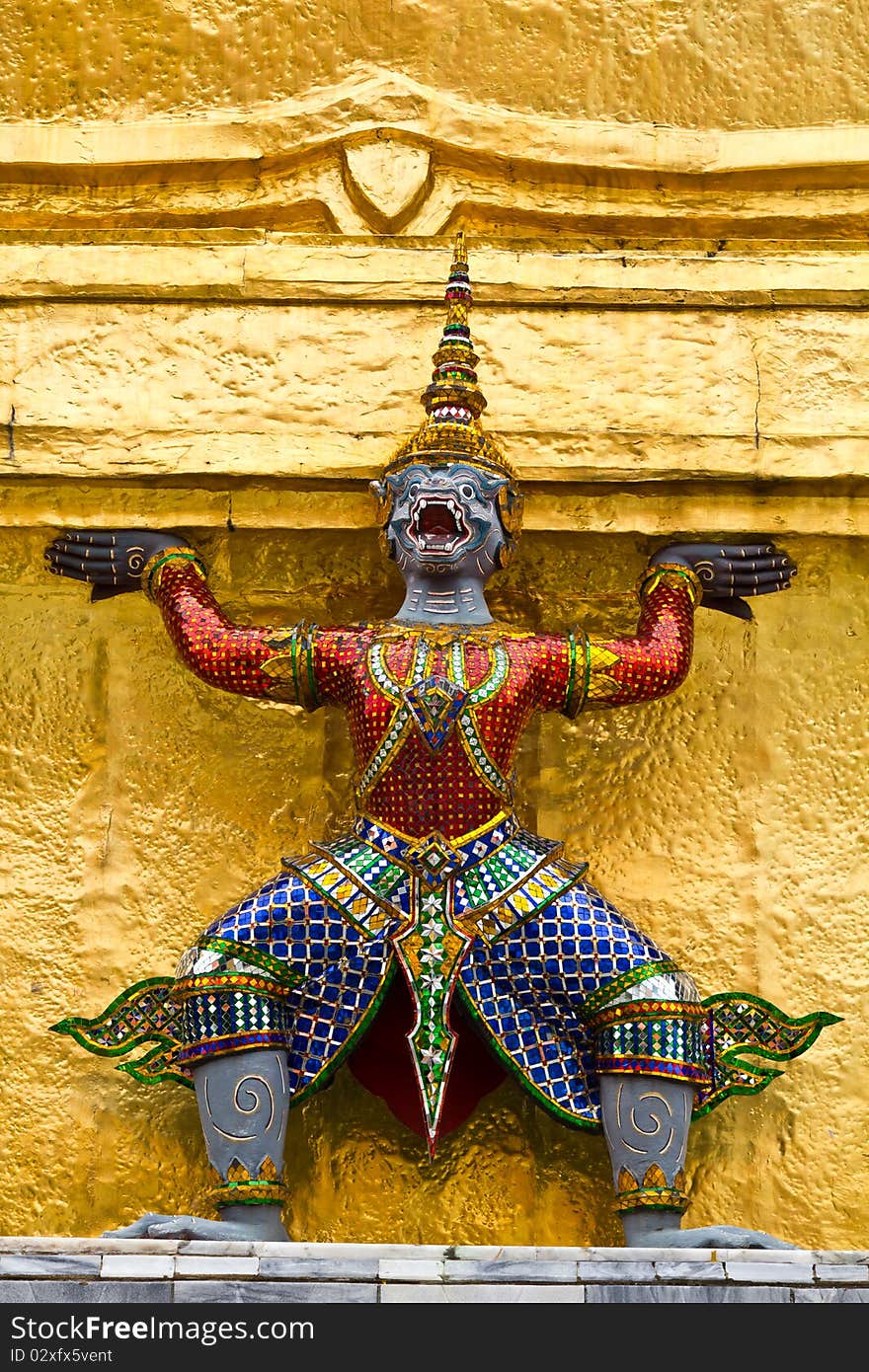 Giant stand around pagoda of thailand at wat prakeaw