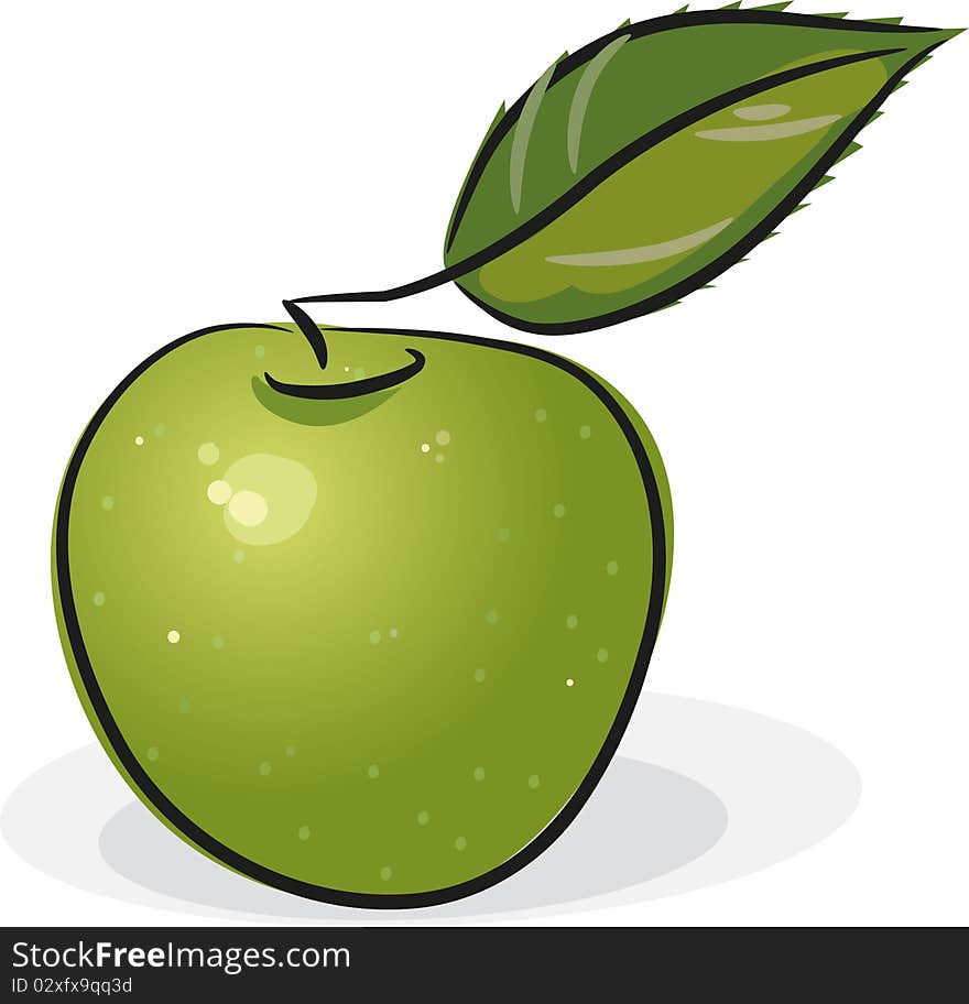 Green apple isolated on white, illustration