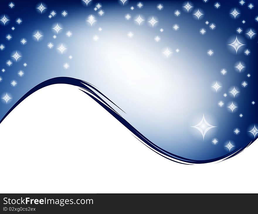 Wavy template with stars in blue sky and copyspace. Wavy template with stars in blue sky and copyspace