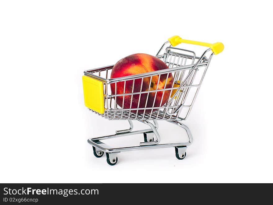 Shopping cart with a large peach