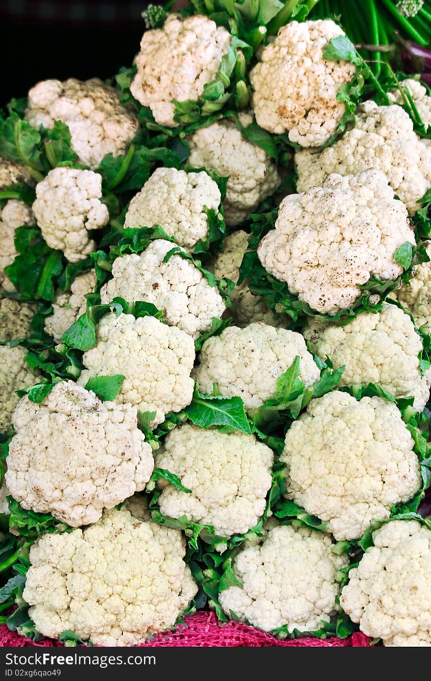 Cauliflower in the market