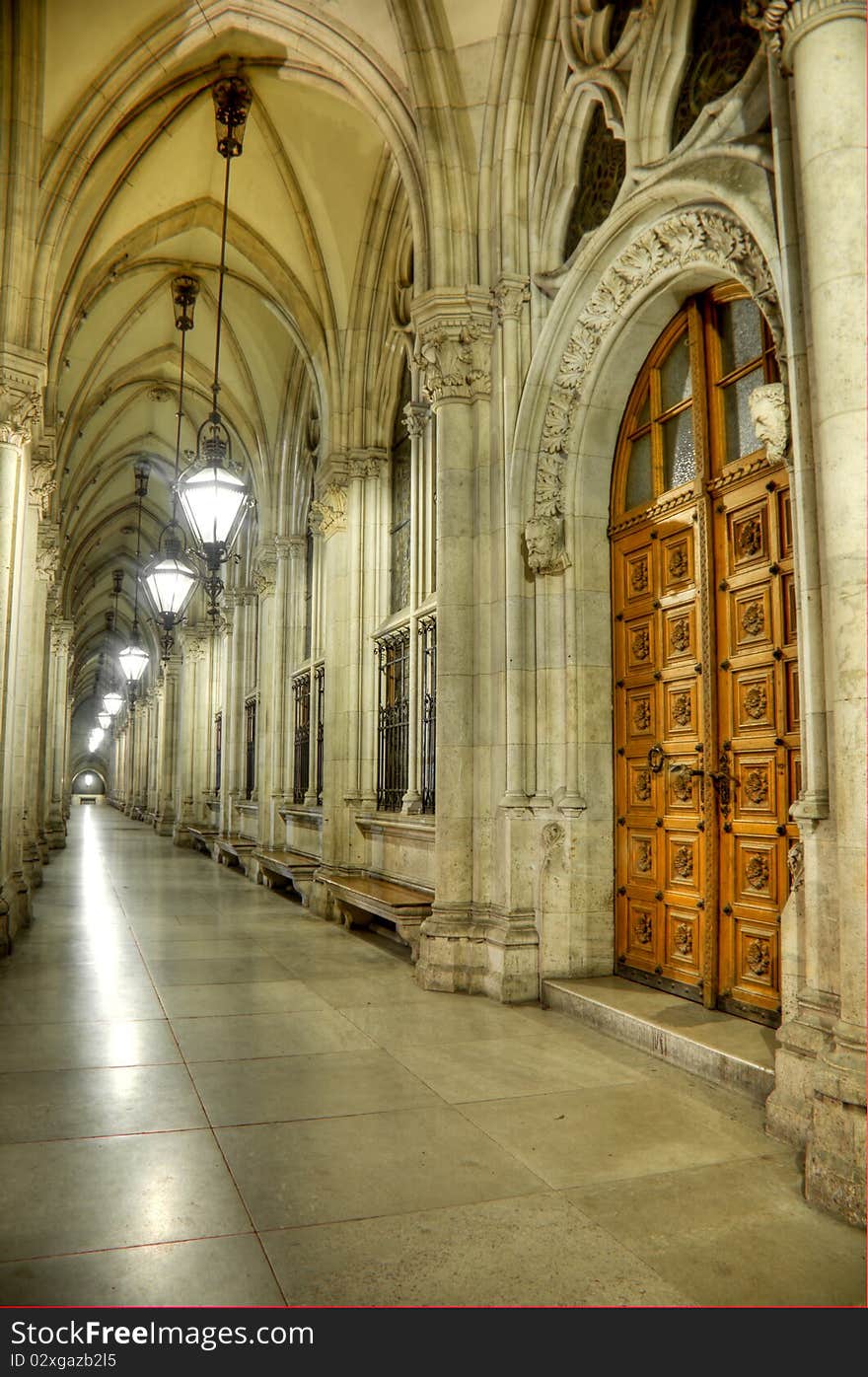 Townhall corridor of city townhall, Vienna, AT