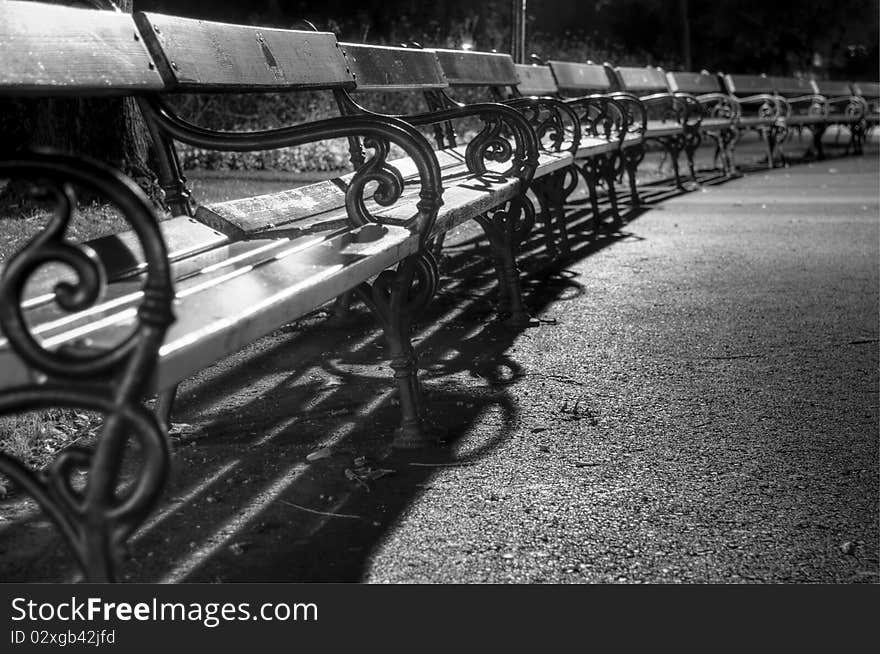 Benches in the park