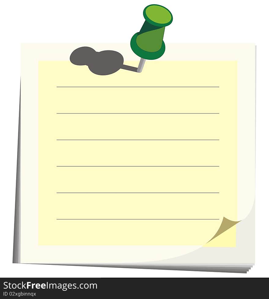 Illustration of push pin and background paper notes. Illustration of push pin and background paper notes