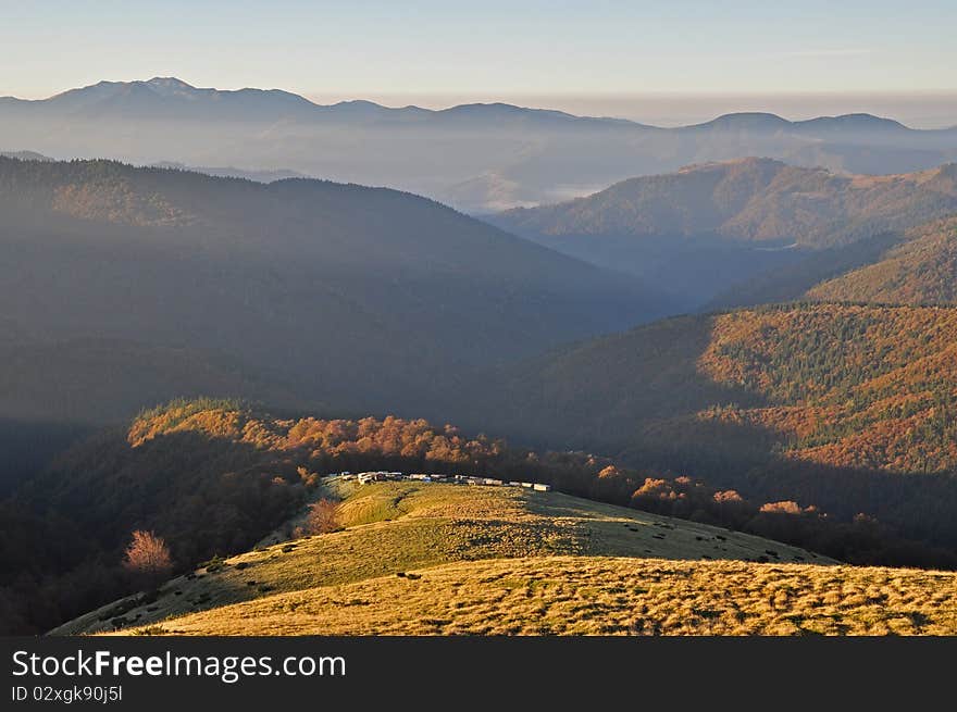 Autumn Morning In Mountains.