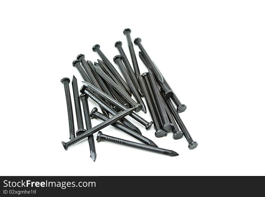 Many nails on a white background