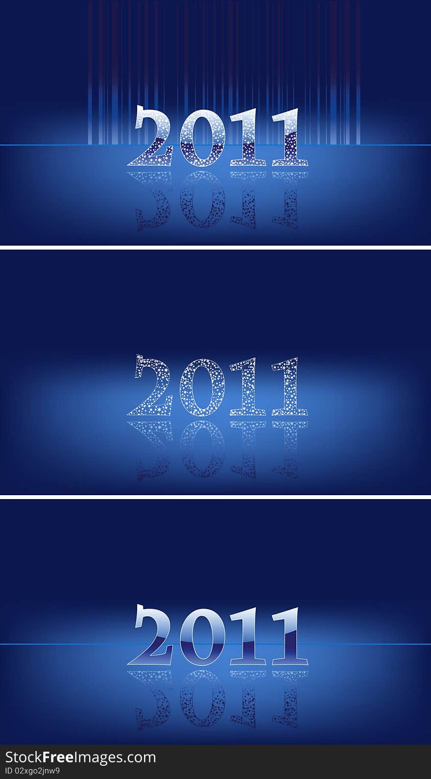 Set from three pictures of numbers in 2011 in dark blue. Set from three pictures of numbers in 2011 in dark blue