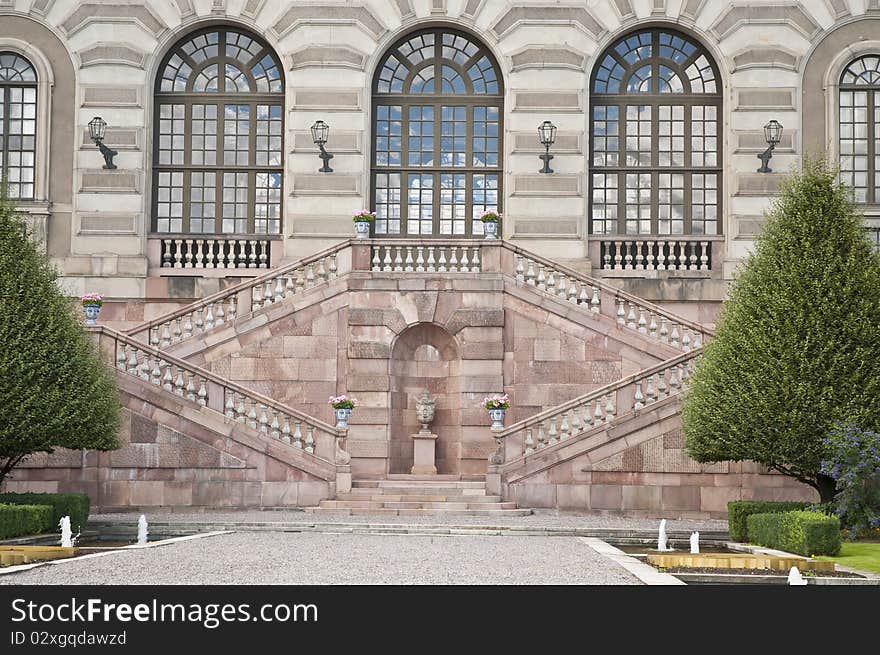 This is the side entrance to the Royal Castle in Stockholm, Sweden. This is the side entrance to the Royal Castle in Stockholm, Sweden.