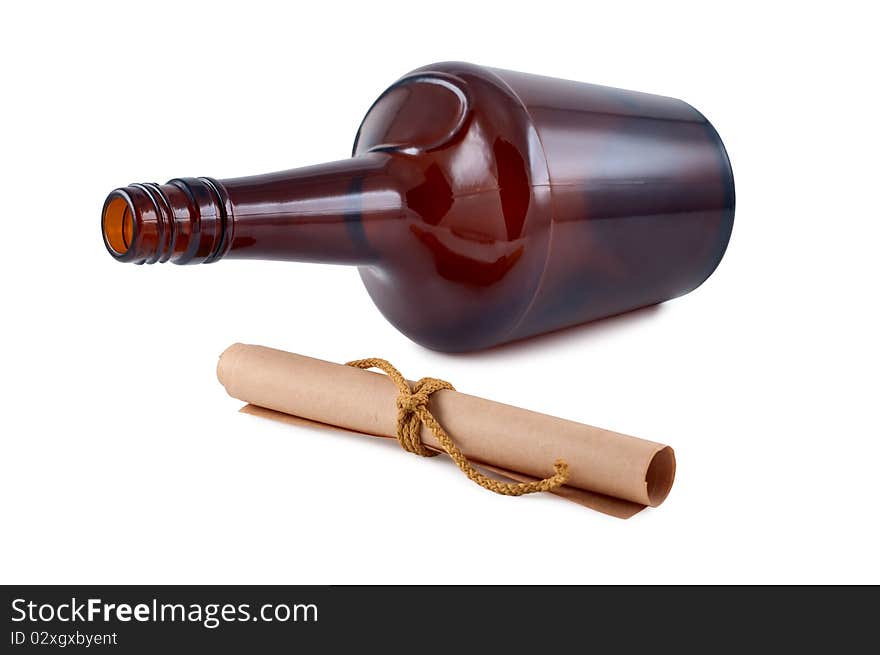 Paper roll, bottle isolated on