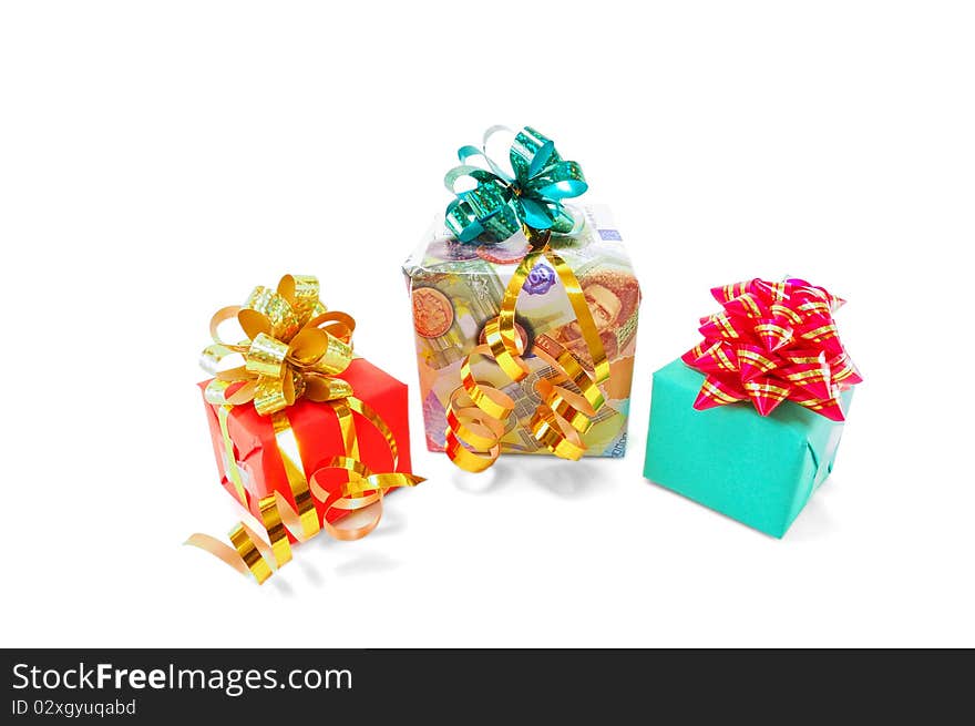 Gifts isolated on a white background. Gifts isolated on a white background