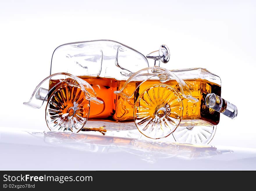 car-shaped brandy bottle 2, copy space