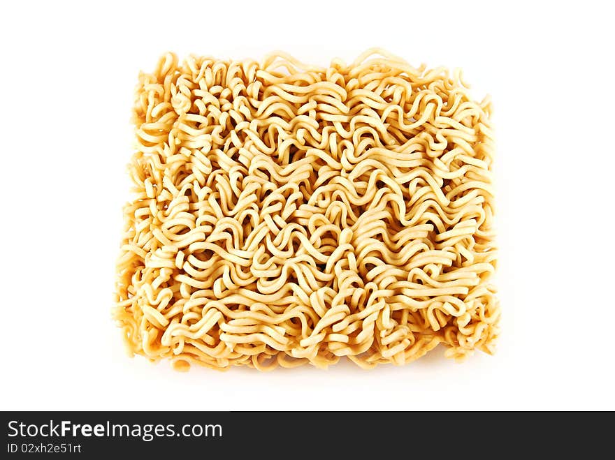 A block of Instant noodles isolated