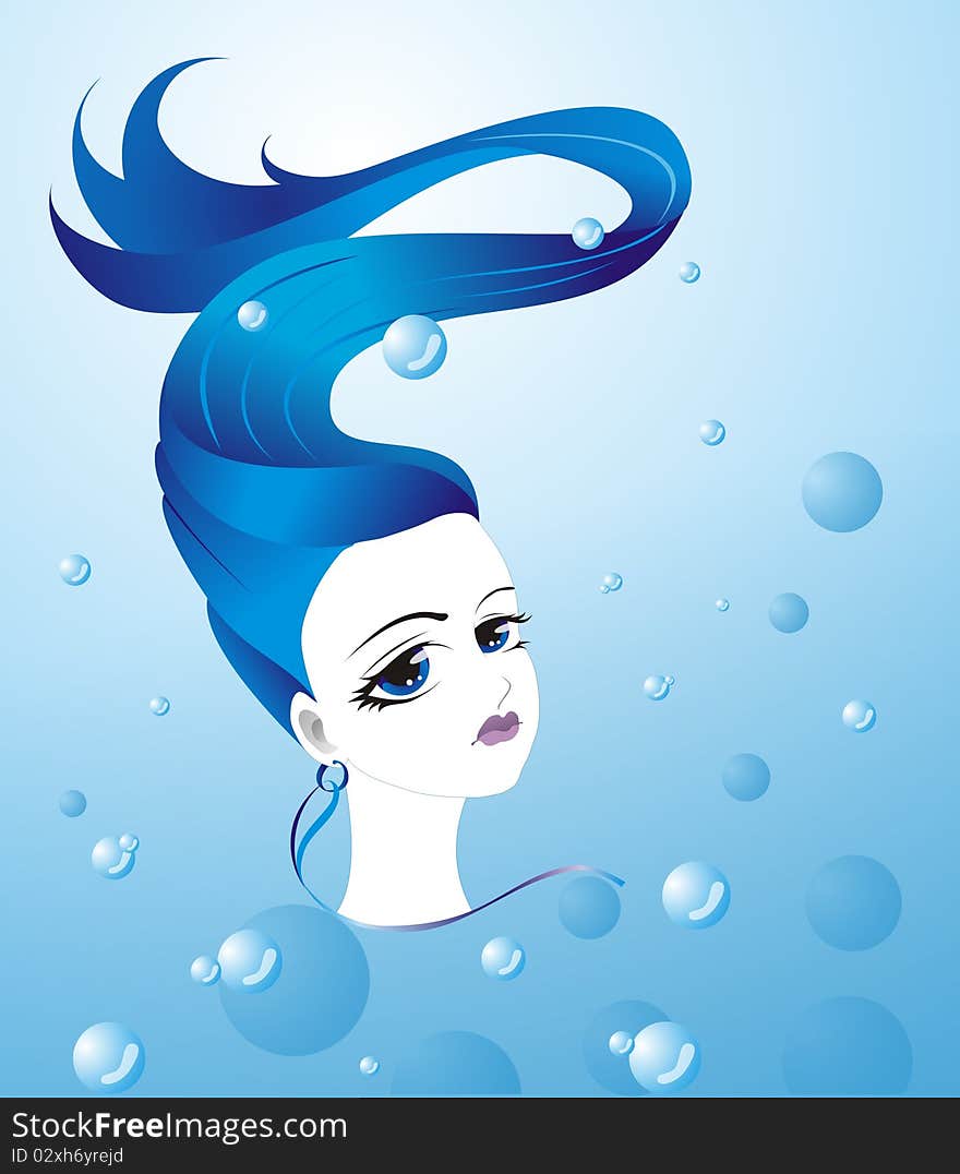 Illustration girl in water, abstraction, vector. Illustration girl in water, abstraction, vector