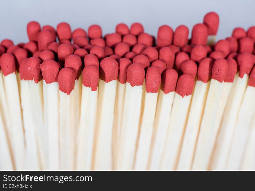 Close-up shot of matches stacked together. Close-up shot of matches stacked together