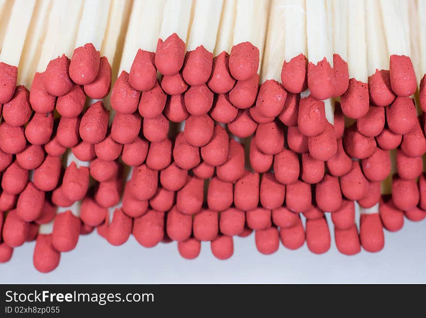 Close-up shot of matches stacked together. Close-up shot of matches stacked together