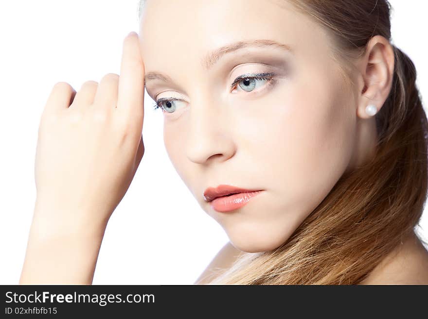 Woman on white background