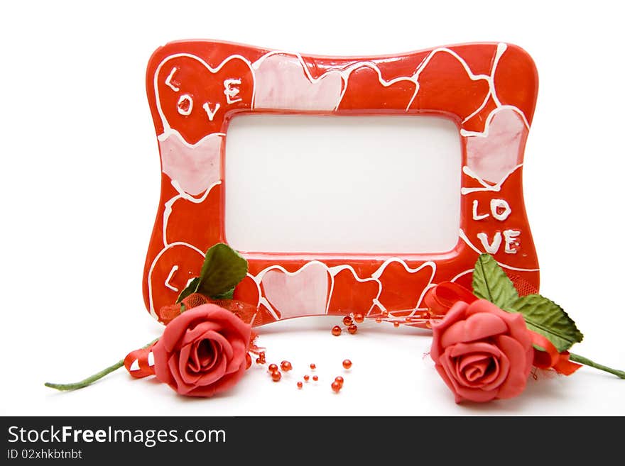 Picture frame of wood with roses