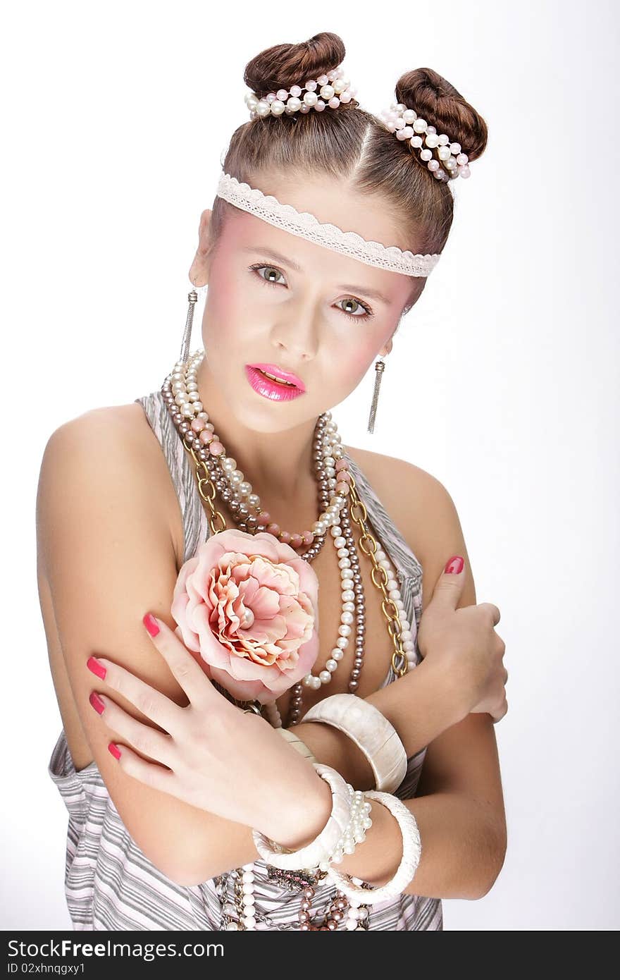 Studio shot of young stylish girl