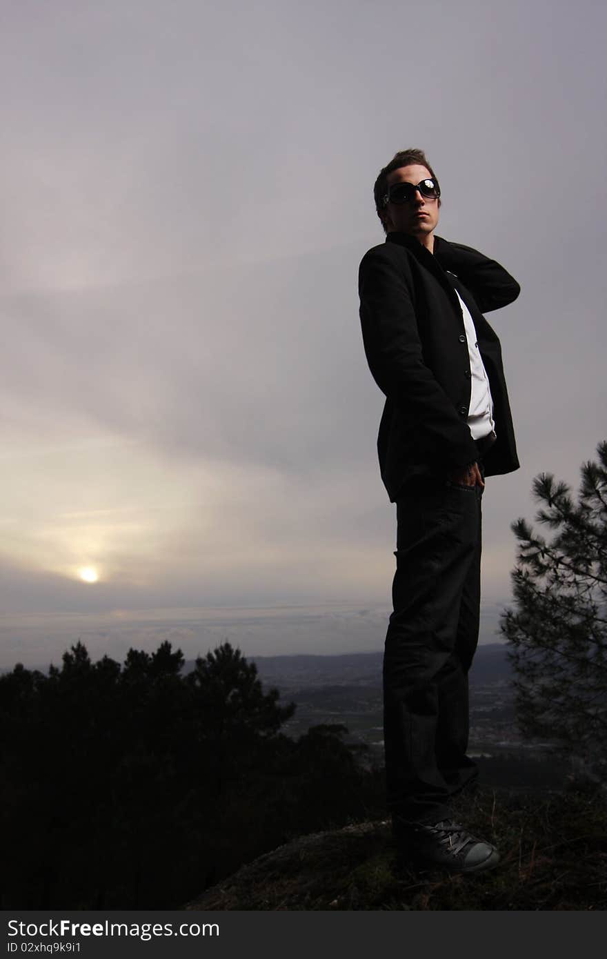 Young Man Posing In Sunrise