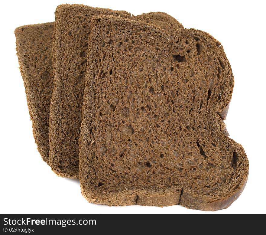 Slices of black ray grain Bread isolated on the white background.