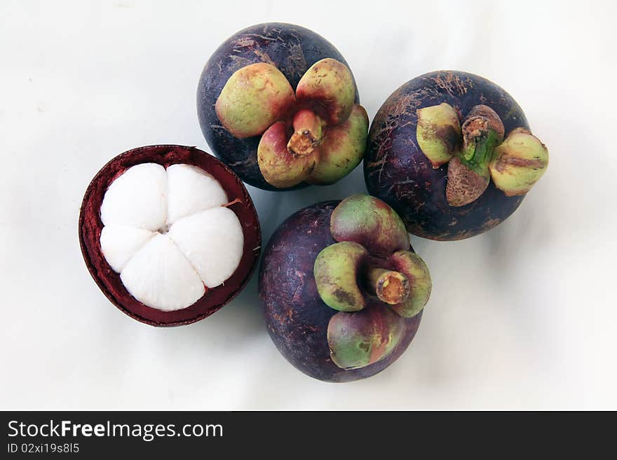 Mangosteen thai fruit on white background