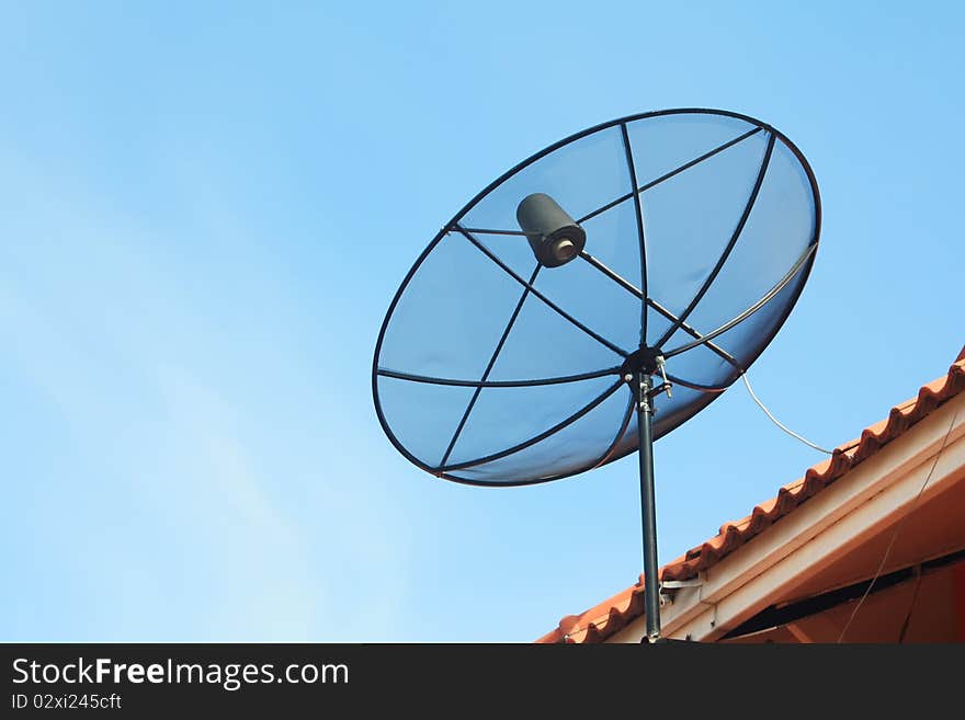 Satellite dish on the roof for television