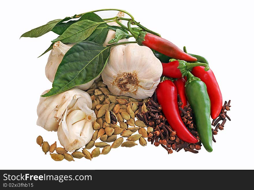 Herbs and spices, common flavourings used in cookery