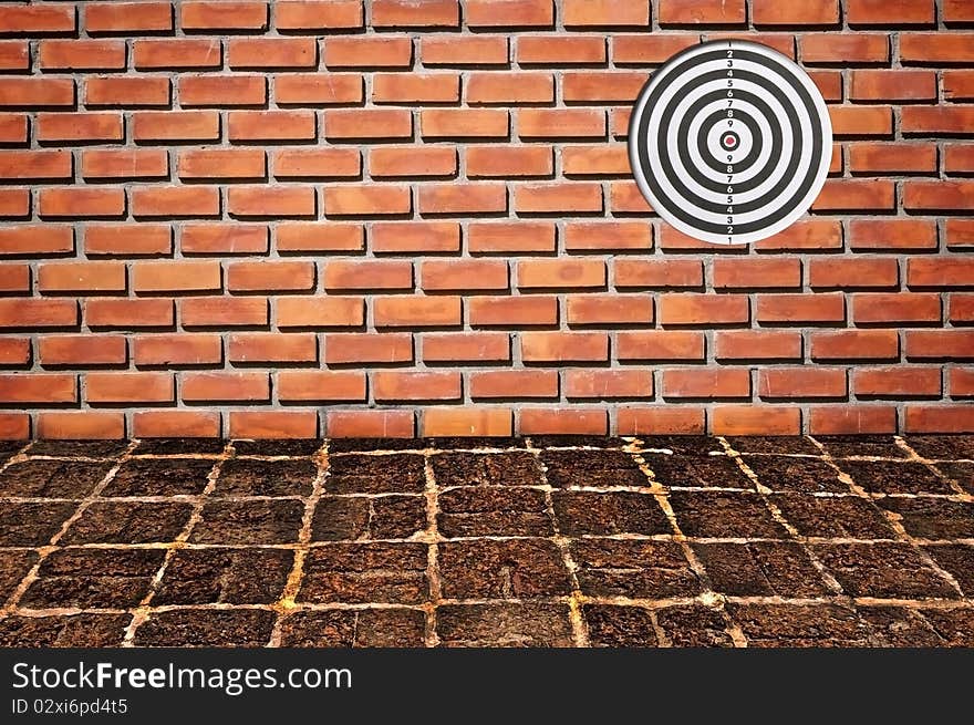 Goal on brickwall pattern background