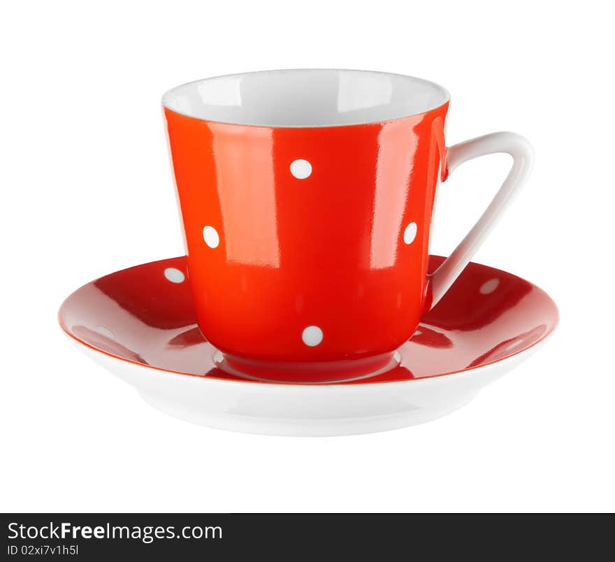 Red cup isolated on the white background