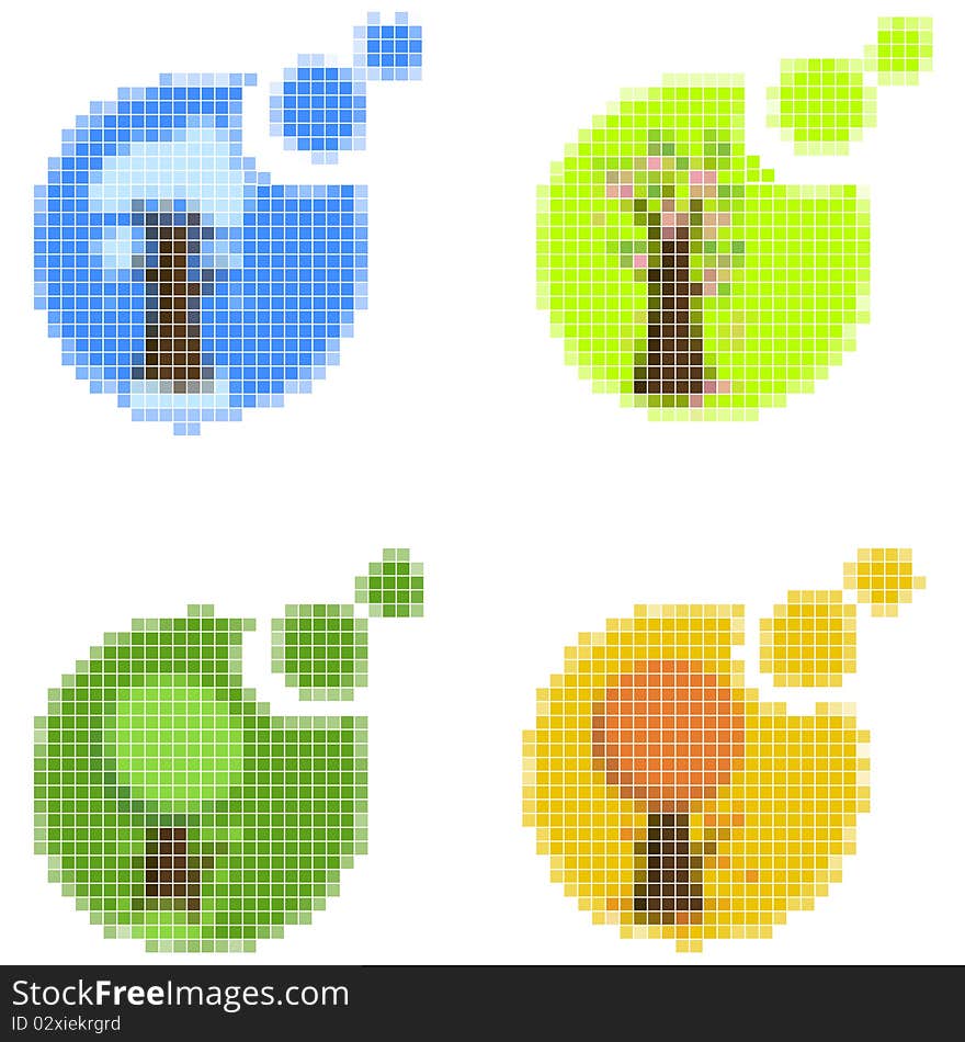Set of mosai four seasonal icons - vector illustration. Set of mosai four seasonal icons - vector illustration