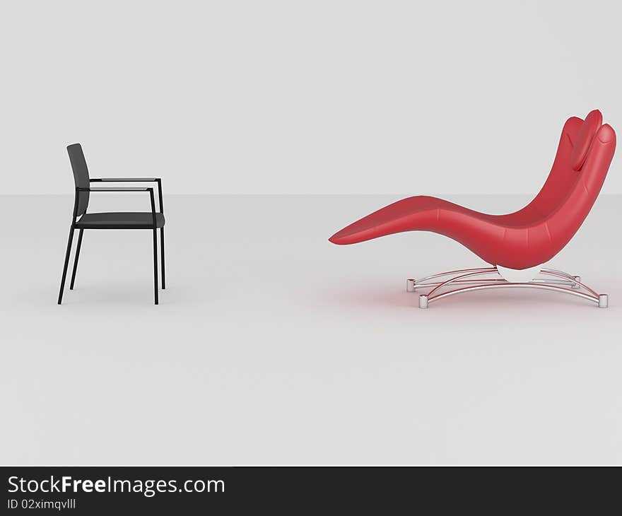 Two office armchair indoor, liader, render/illustration