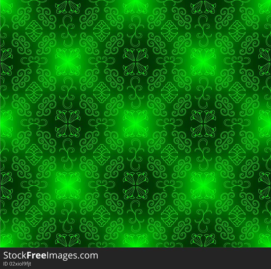 Seamless green pattern. Vector illustration