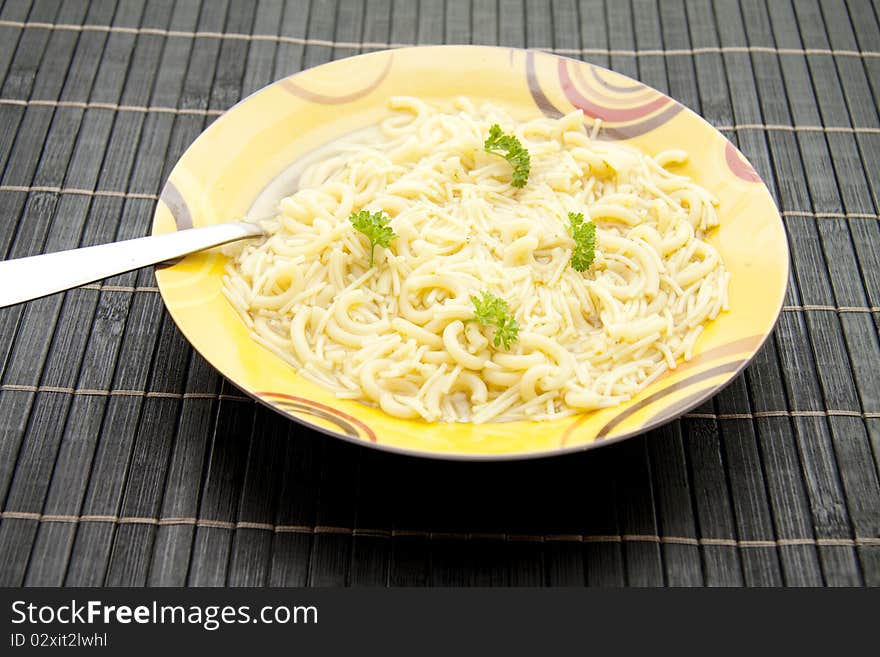 Noodle soup with parsley