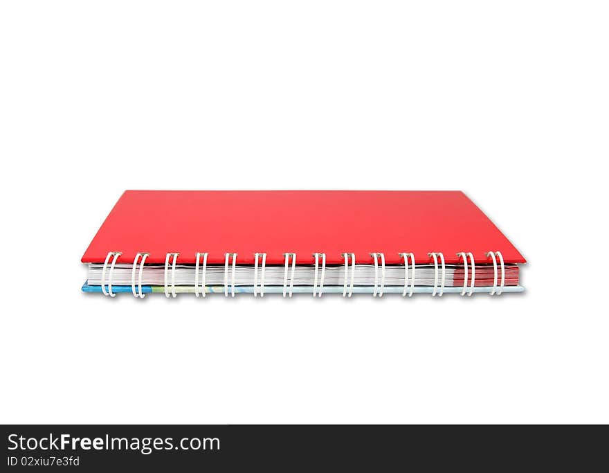 Red notebook isolated