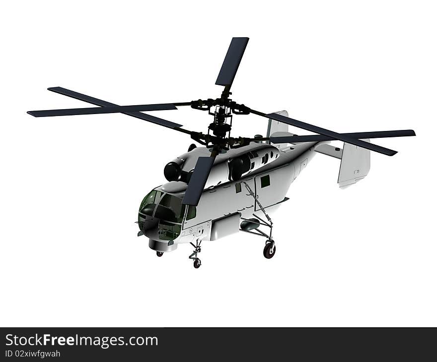 Helicopter isolated over white background.