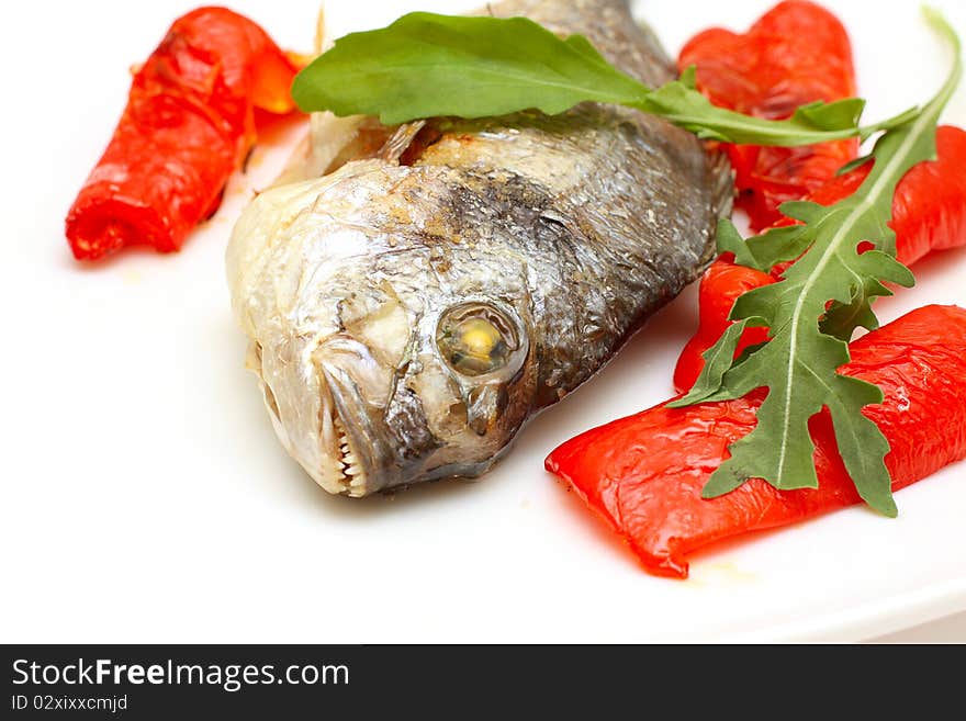 Roasted fish with garnish