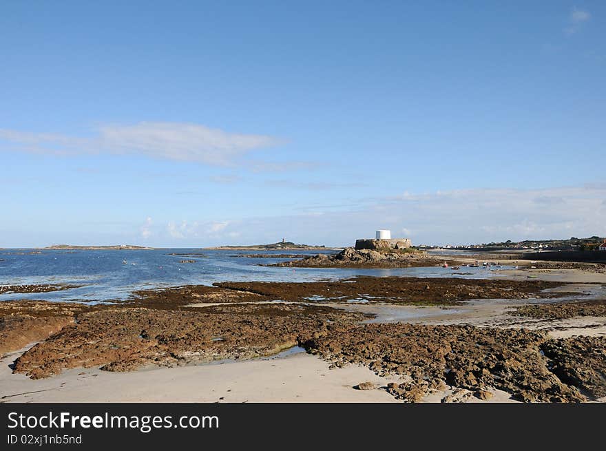 Fort Grey in the sands of Portelet harbour, Guernsey. Fort Grey in the sands of Portelet harbour, Guernsey