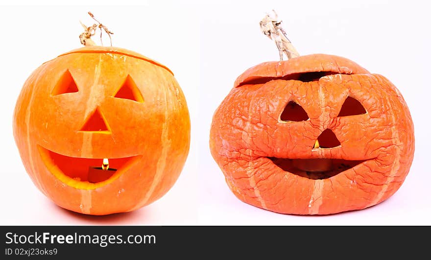 Jack o'lantern before and after halloween. Jack o'lantern before and after halloween