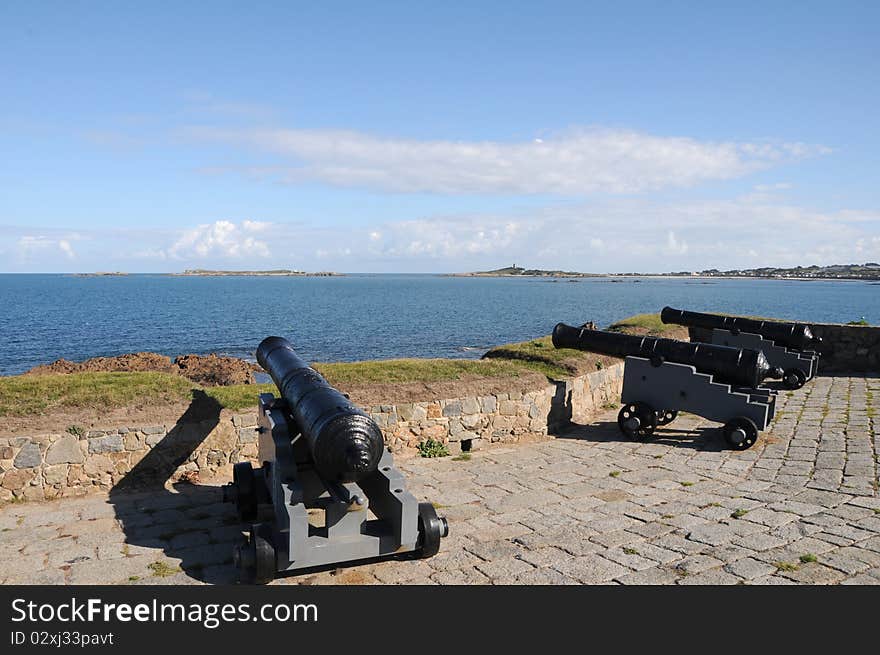 Cannons at Portelet harbour, Guernsey