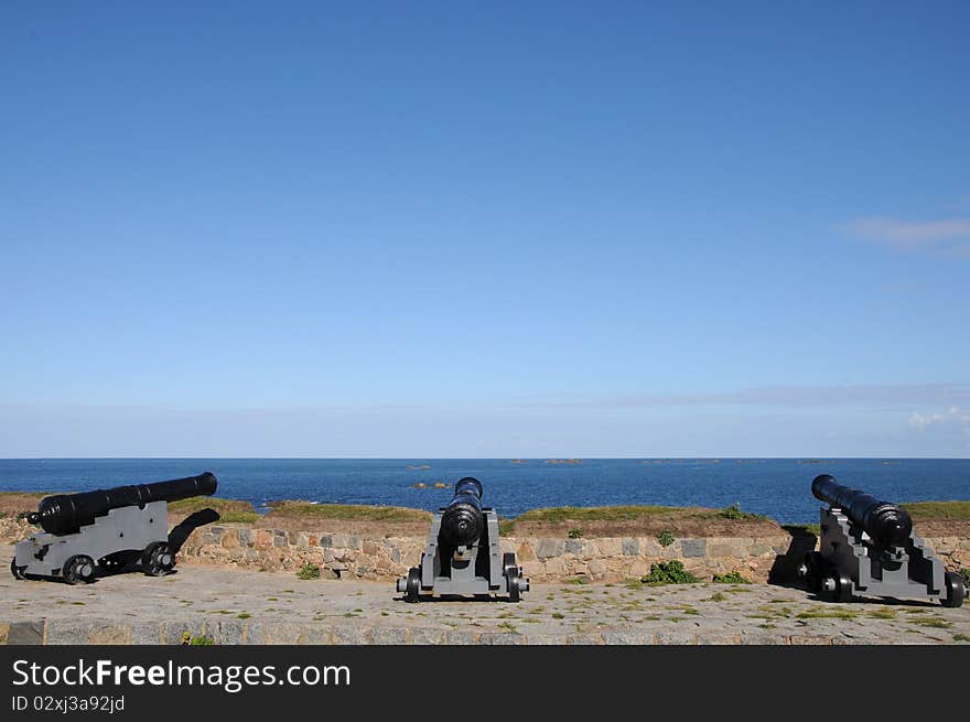 Cannons at Portelet harbour, Guernsey