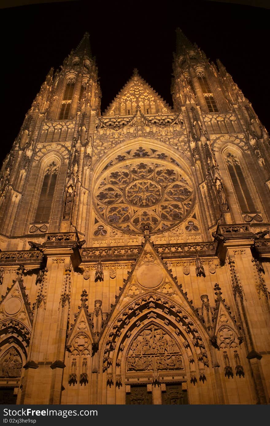 A temple on Prague in the night