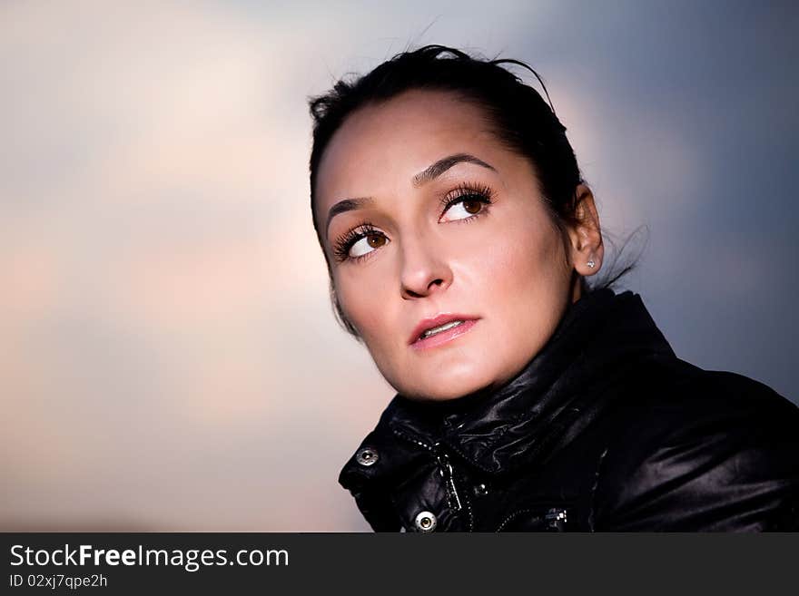 Portrait of a beautiful woman, outdoor portrait