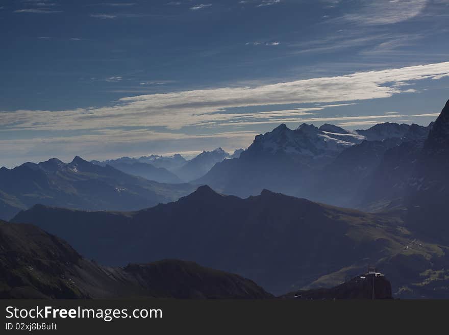 View from the Schilthorn mountain in Switzerland