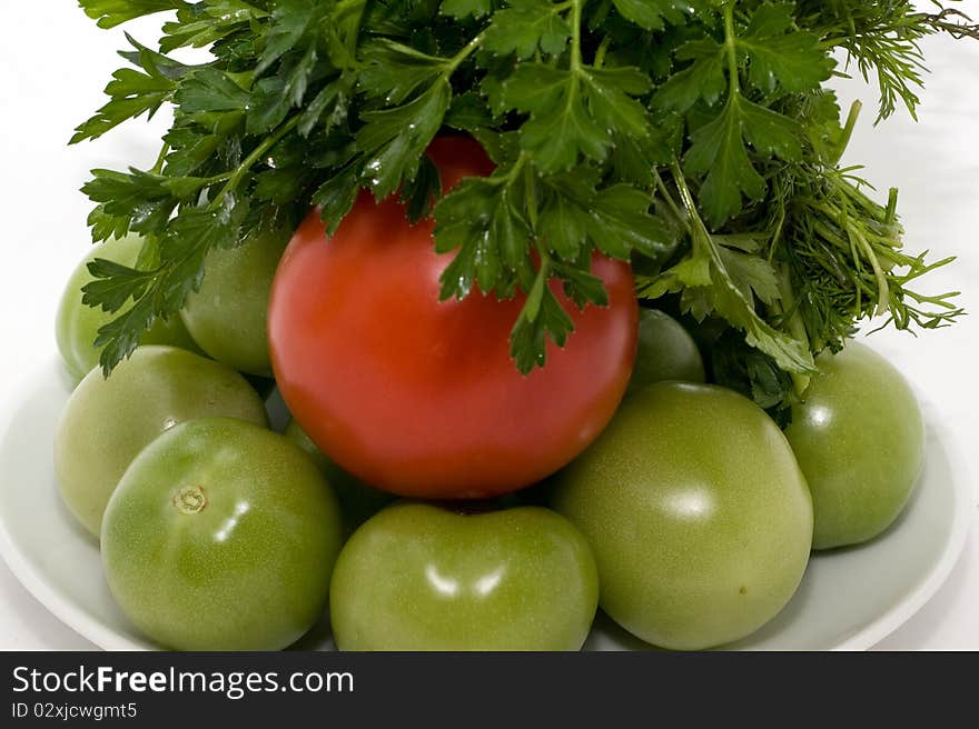 Tomatos And Fresh Herbs