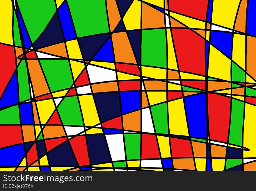 Illustration of black lines filled with bright colors. Illustration of black lines filled with bright colors