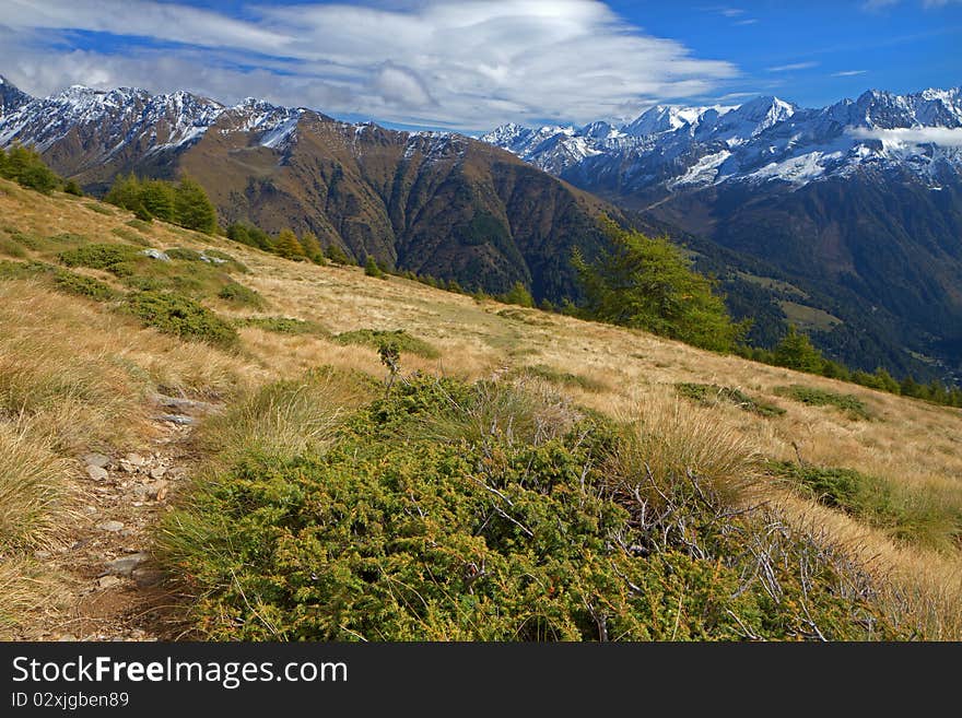 Landscape on Vallecamonica Valley, Brixia province, Lombardy region, Italy