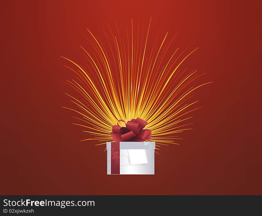 White gift box with isolated on red background.