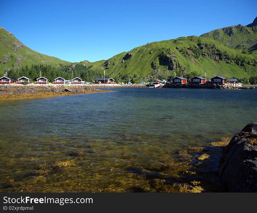 Cottages on the seafront,Lofoten Islands,Norway